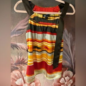 Beautiful Red and Orange colorful AB Studio Blouse Size S